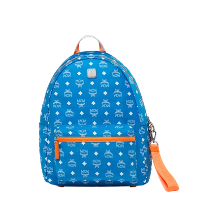 Shop Mcm Resnick Backpack In White Logo Nylon In T. Blue