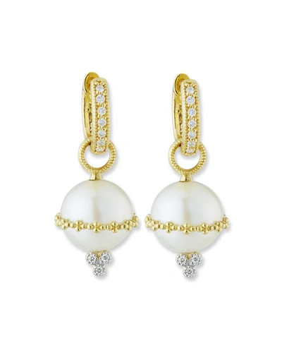 Shop Jude Frances Provence 18k Wrapped Pearl Beaded Earring Charms W/ Diamonds In Gold
