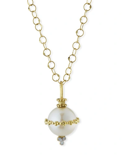 Shop Jude Frances Provence 18k Wrapped Pearl Beaded Pendant W/ Diamonds In Gold