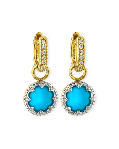 Shop Jude Frances Provence 18k Round Earring Charms W/ Pave, Turquoise In Gold