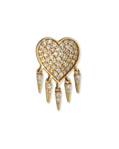 Shop Sydney Evan 14k Diamond Heart & Fringe Stud Earring, Single In Gold