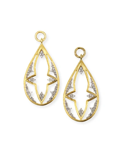 Shop Jude Frances Provence 18k Open Flower Teardrop Earring Charms W/ Diamonds In Gold