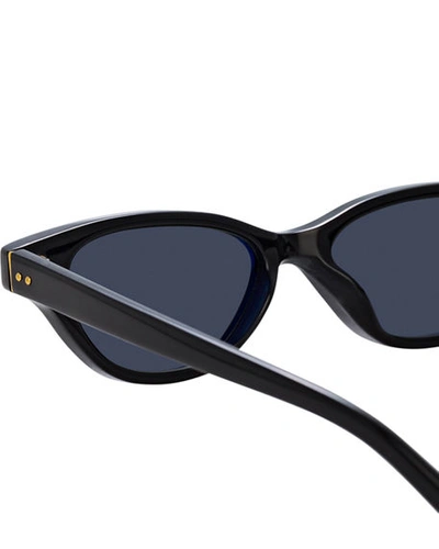 Shop Linda Farrow Slim Acetate Cat-eye Sunglasses In Black