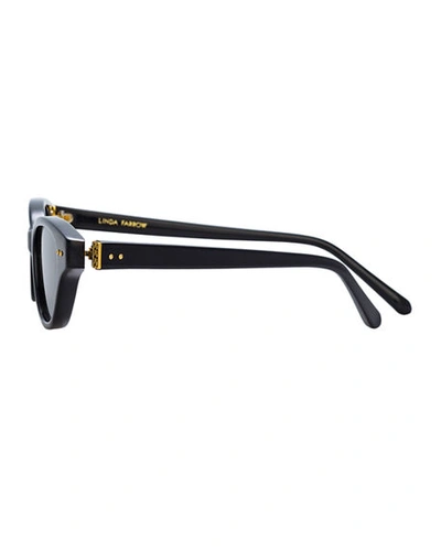 Shop Linda Farrow Slim Acetate Cat-eye Sunglasses In Black