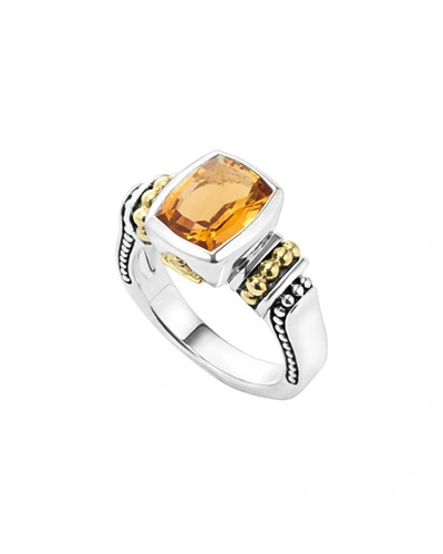 Shop Lagos Caviar Color 10mm Ring In Citrine