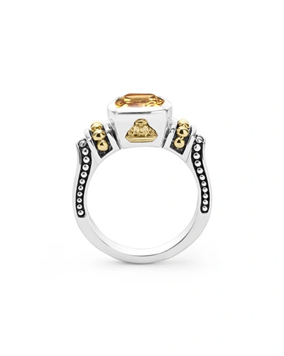 Shop Lagos Caviar Color 10mm Ring In Citrine