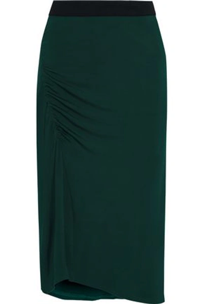 Shop By Malene Birger Woman Sunikka Ruched Stretch-knit Skirt Emerald