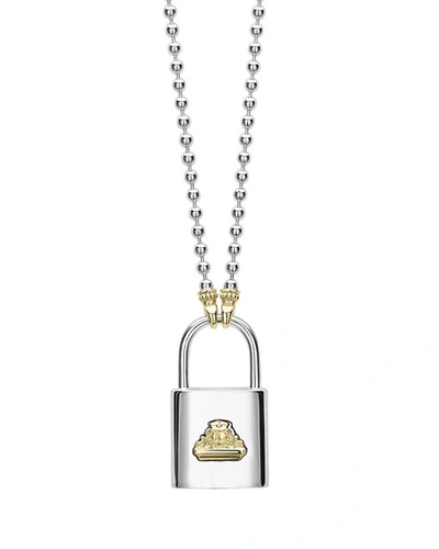 Lagos Beloved Large Lock Two-Tone Pendant Necklace