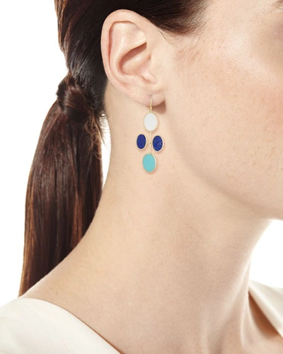 Shop Ippolita 18k Polished Rock Candy Elongated Oval Clover Earrings In Viareggio In Blue Pattern