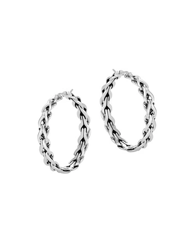 Shop John Hardy Asli Classic Chain Medium Hoop Earrings In Silver