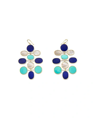 Shop Ippolita 18k Polished Rock Candy Large Mobile Oval Earrings In Viareggio In Blue Pattern