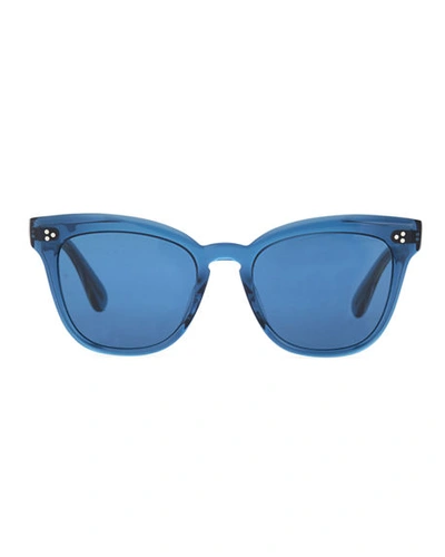Shop Oliver Peoples Marianela Rounded Acetate Butterfly Sunglasses In Deep Blue