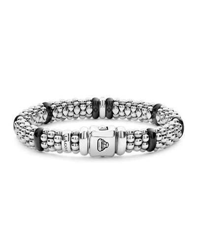 Shop Lagos Blue Caviar Diamond Station Bracelet In Black