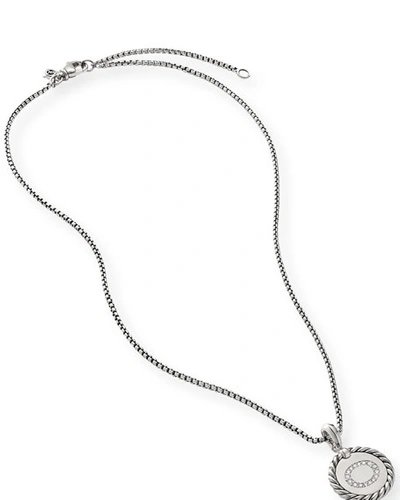 Shop David Yurman 18mm Initial Cable Collectibles Charm Necklace With Diamonds In Silver