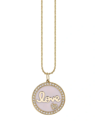 Shop Sydney Evan 14k Gold Love Medallion Necklace W/ Enamel & Diamonds