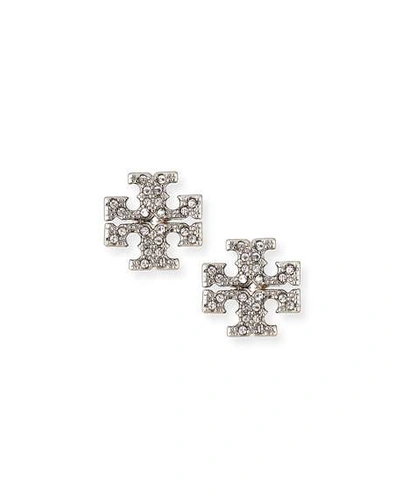 Shop Tory Burch Miller Pave Stud Earring In Rose Gold