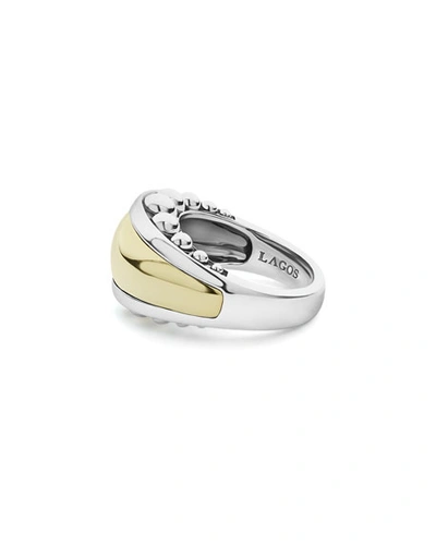 Shop Lagos High Bar Domed Ring W/ 18k Gold In Silver