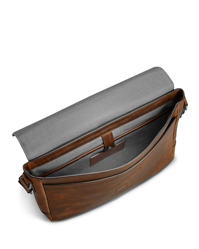 Shop Shinola Men's Slim Navigator Leather Messenger Bag In Medium Brown