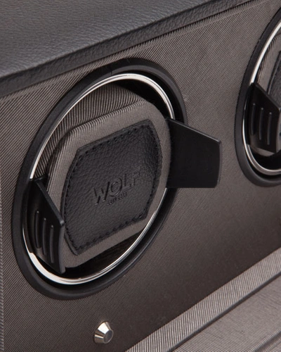 Wolf Double Cub Watch Winder With Cover In Black