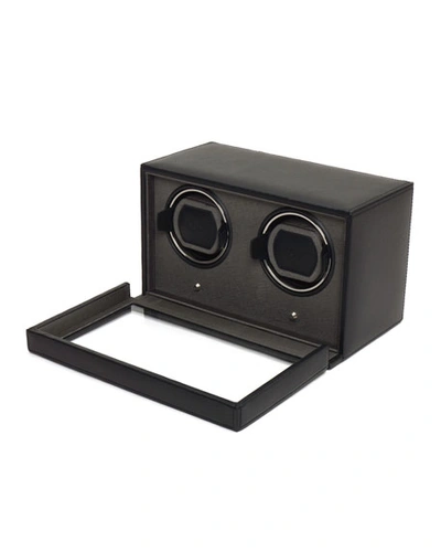 Wolf Double Cub Watch Winder With Cover In Black