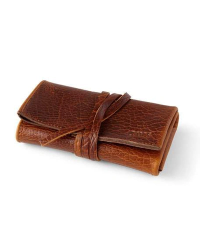 Graphic Image Leather Watch Roll In Bison