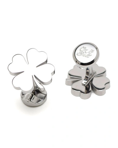 Shop Cufflinks, Inc Four Leaf Clover Cufflinks In Silver