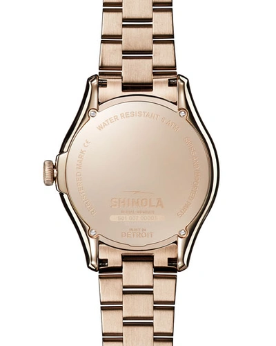 Shop Shinola 38mm Vinton Bracelet Watch, White/champagne In White/gold