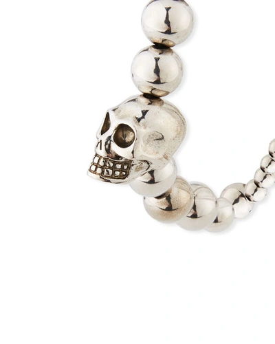 Shop Alexander Mcqueen Men's Skull Bead Bracelet, Silver
