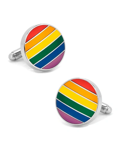 Shop Cufflinks, Inc Rainbow Stripe Cufflinks In Multi
