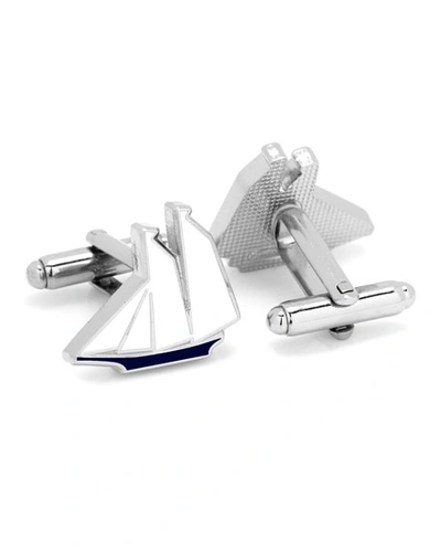 Shop Cufflinks Inc. Enamel Sailboat Cufflinks In Blue/white