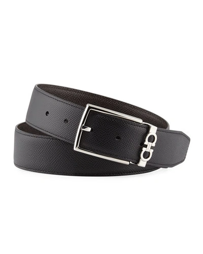 Salvatore Ferragamo Men's Reversible Textured Leather Belt With 