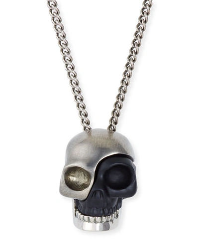 Shop Alexander Mcqueen Men's Divided Skull Pendant In Gray