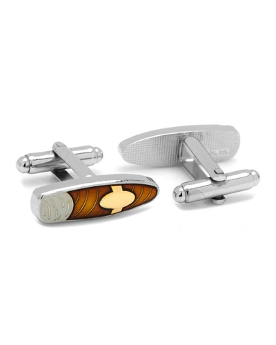 Shop Cufflinks, Inc Two-tone Cigar Cufflinks In Silver