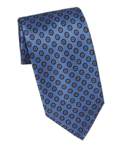 Shop Brioni Circle Medallion Silk Tie In Light Blue