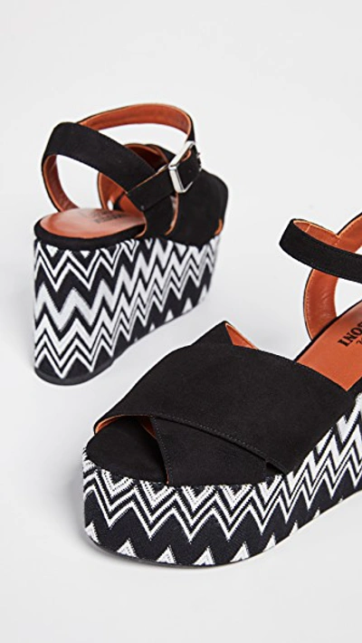 Shop Castaã±er X Missoni Engie Wedge Sandals In Black/white