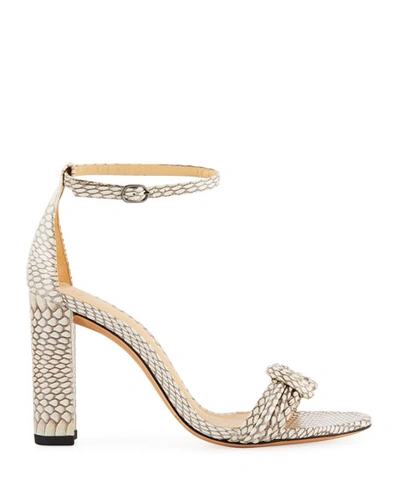 Shop Alexandre Birman Vicky Knot Snakeskin High-heel Sandals In Nautral