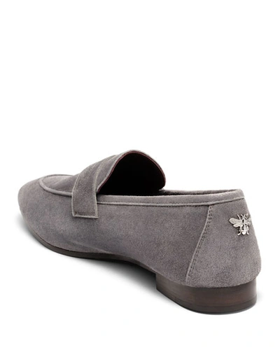 Shop Bougeotte Flaneur Suede Flat Penny Loafers In Gray