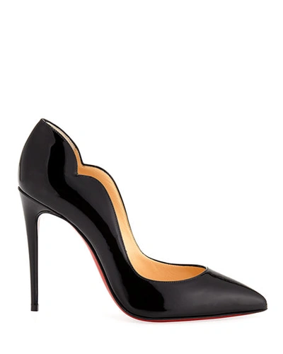 Shop Christian Louboutin Hot Chick 100 Patent Red Sole High-heel Pumps In Black