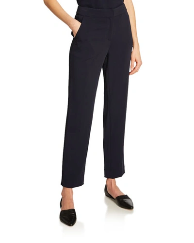 Shop St John Emma Straight-leg Stretch Cady Pants In Navy