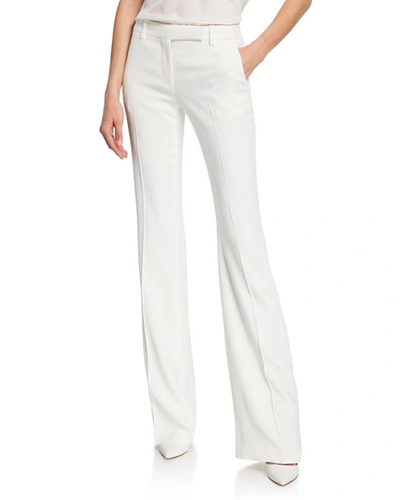 Shop Alexander Mcqueen Leaf Crepe Classic Suiting Pants In Ivory