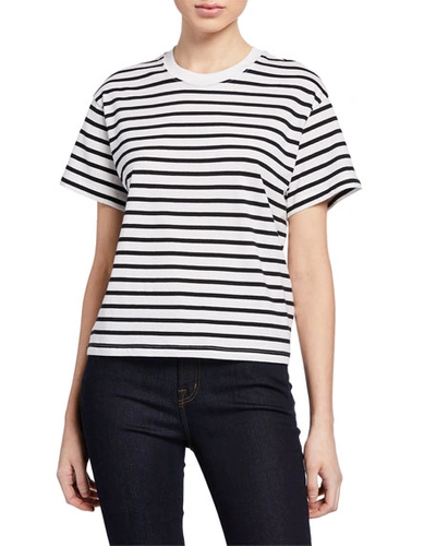 Shop Atm Anthony Thomas Melillo Striped Crewneck Short-sleeve Jersey Boy Tee In Black Pattern