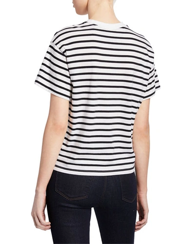 Shop Atm Anthony Thomas Melillo Striped Crewneck Short-sleeve Jersey Boy Tee In Black Pattern