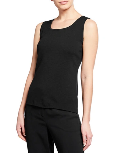 Shop St. John Scoop-neck Milano Knit Contour Tank In Black