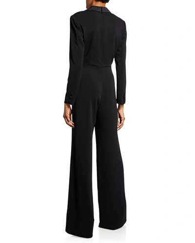 Shop Jay Godfrey Roland V-neck Long-sleeve Tuxedo Jumpsuit In Black