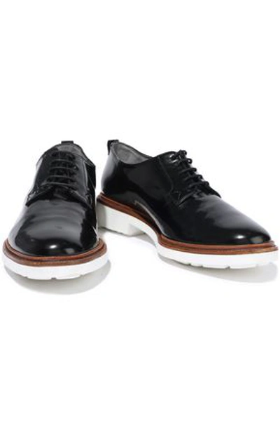 Shop Robert Clergerie Woman Jonk Glossed-leather Brogues Black