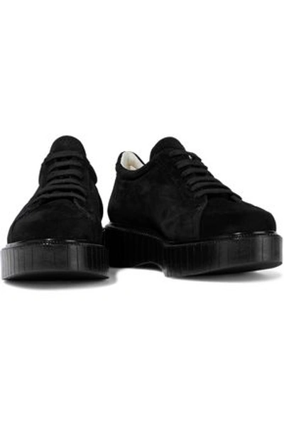 Shop Robert Clergerie Woman Pasket Suede Platform Sneakers Black