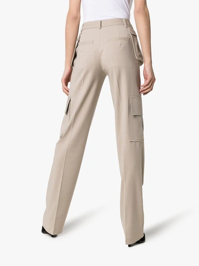 Shop Charm's Utility Pocket High-waisted Straight Leg Trousers In Neutrals