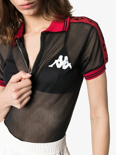 Shop Charm's X Kappa Contrast Trim Mesh Polo Shirt In Red