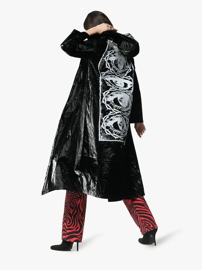 Shop Charm's Eye Print Vinyl Raincoat In Black