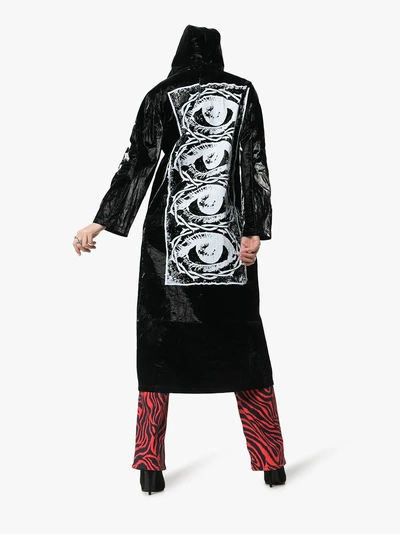 Shop Charm's Eye Print Vinyl Raincoat In Black